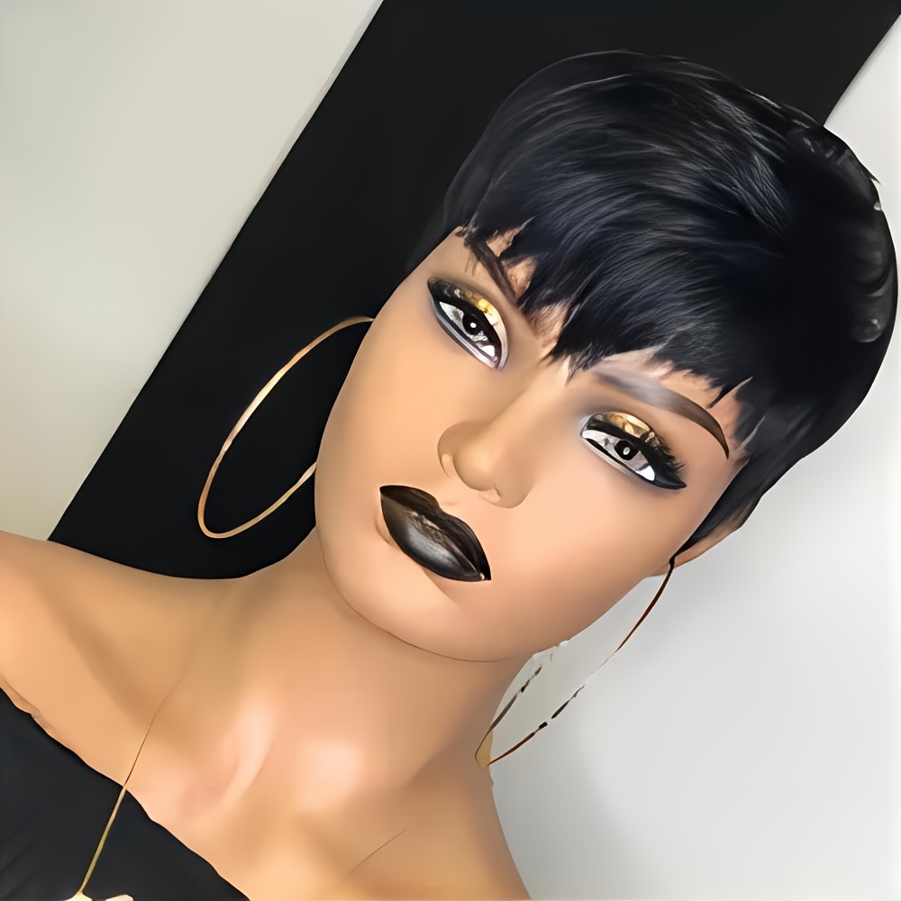 Wig Pixie pendek lapisan rambu - Short Pixie Cut Wig Human Hair Cheap ulasan dan harga
