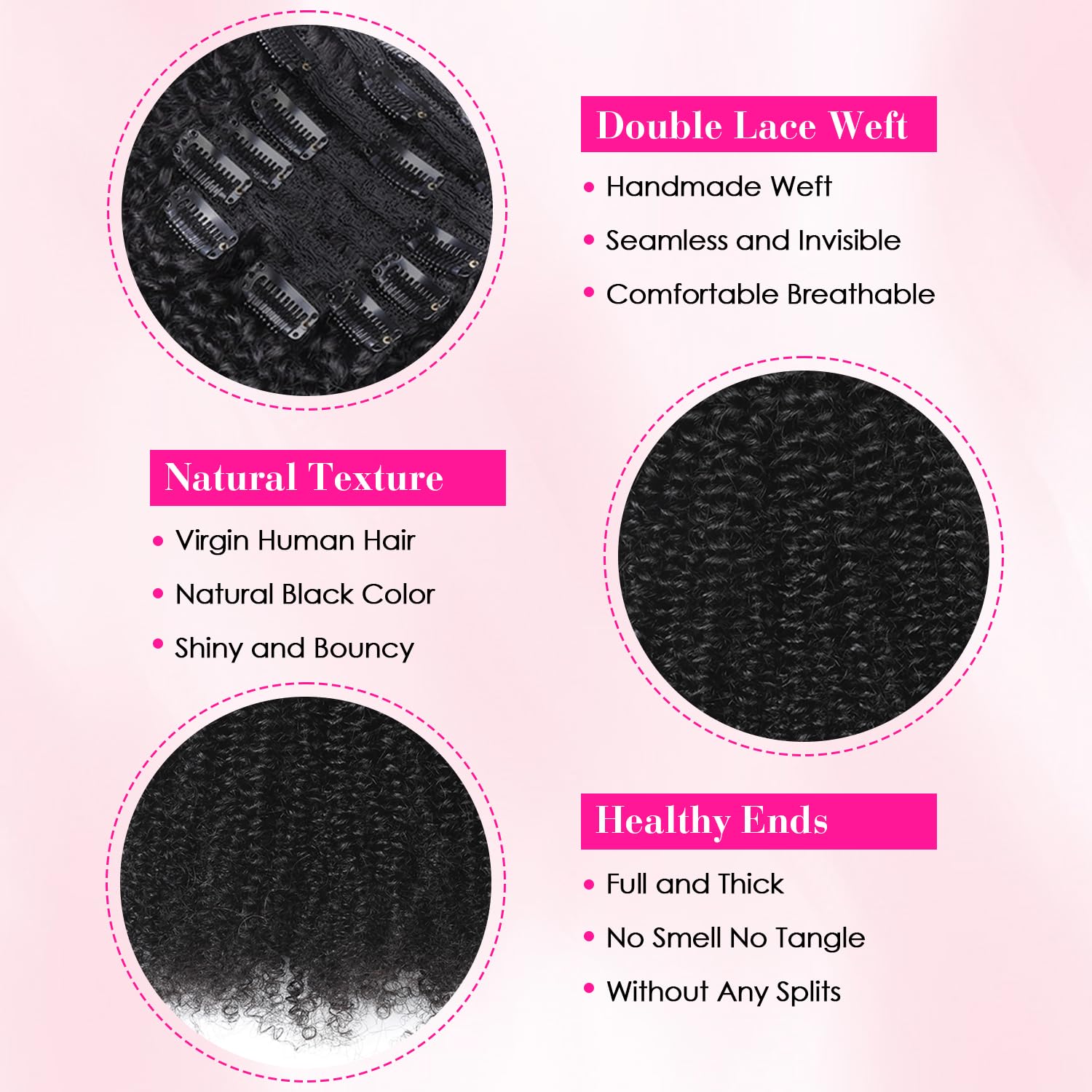 Ekstensi Rambut Afro Curly Cli - Seamless Clip In Hair Extensions Human Hair ulasan dan harga