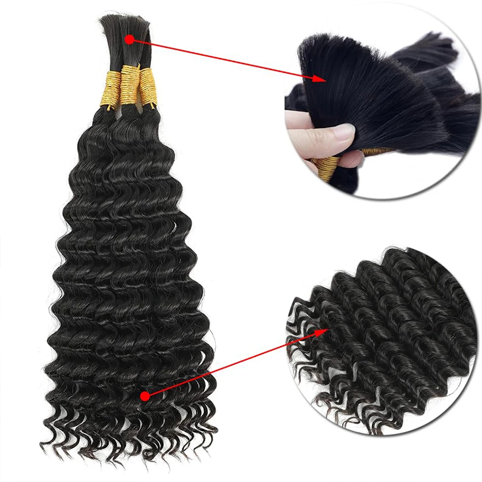 Rambut Manusia Asli Tanpa Weft - Water Wave Bulk Human Hair For Braiding ulasan dan harga