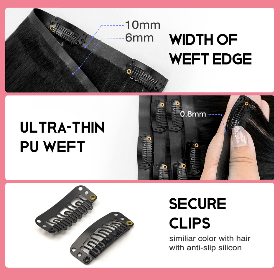 Ekstensi Rambut Clip in Seamle - Seamless Clip In Hair Extensions Human Hair ulasan dan harga