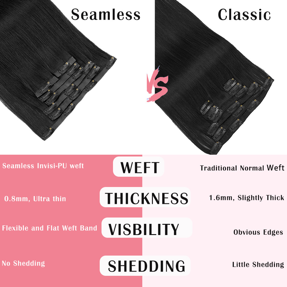 Ekstensi Rambut Clip in Seamle - Seamless Clip In Hair Extensions Human Hair ulasan dan harga