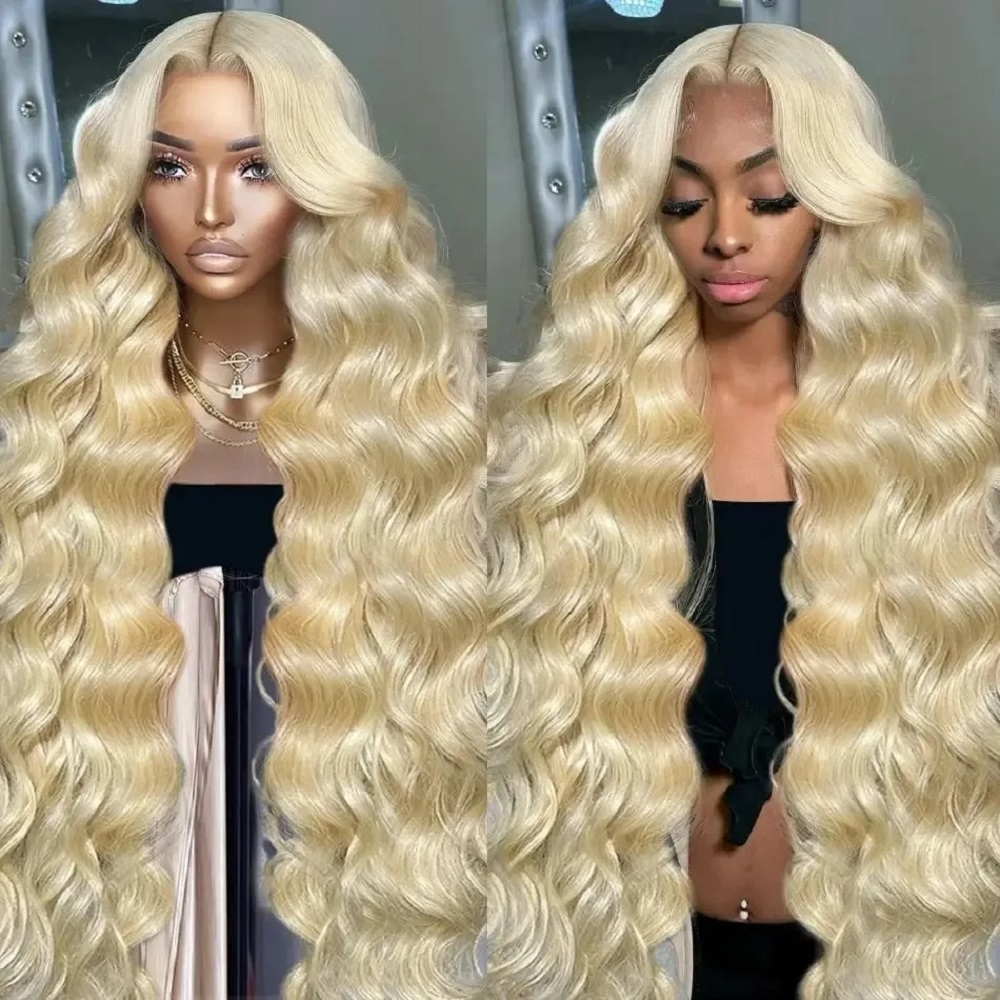 Wig Rambut Manusia 46 Inci HD  - 613 Blonde Body Wave Lace Front Wig ulasan dan harga