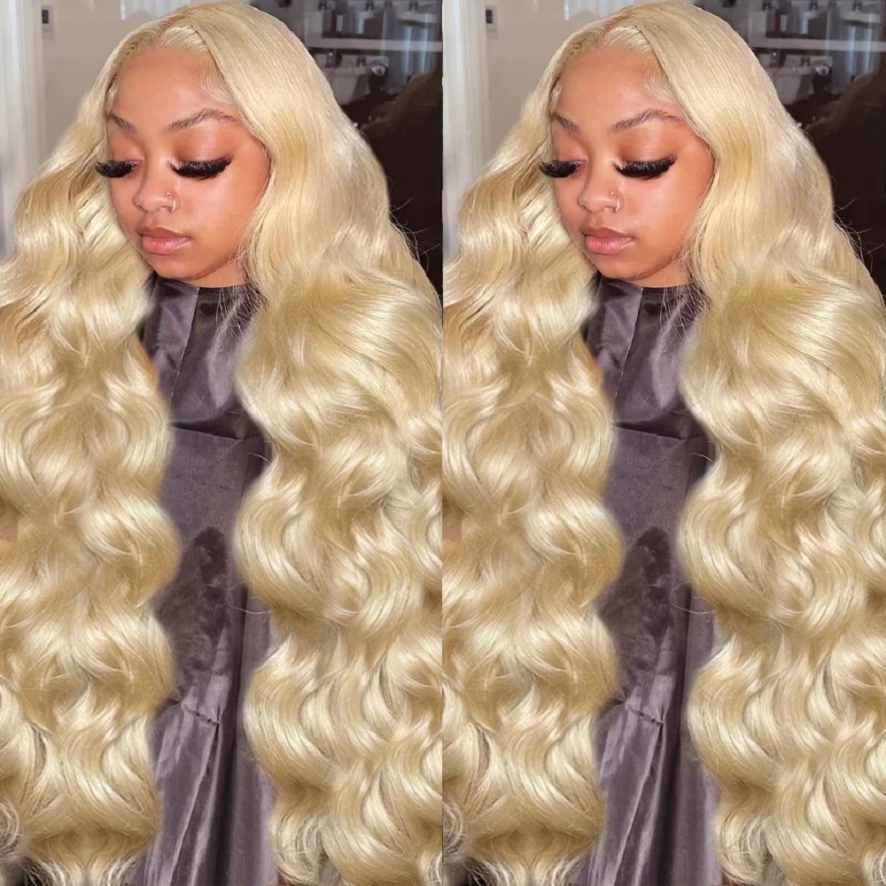 Wig Rambut Manusia 46 Inci HD  - 613 Blonde Body Wave Lace Front Wig ulasan dan harga