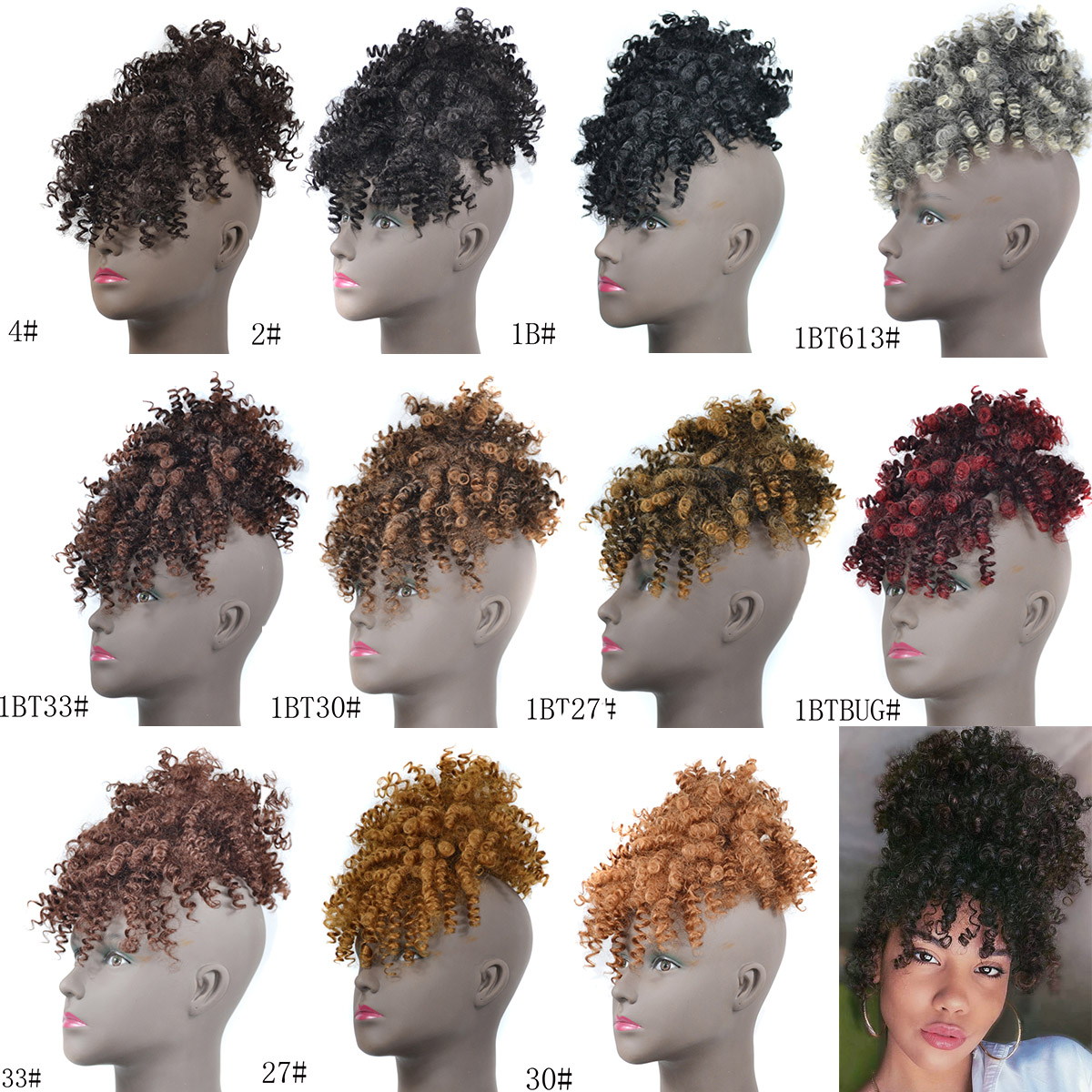 Rambut Palsu Afro Kinky Curly  - Drawstring Afro Curly Puff Ponytail ulasan dan harga