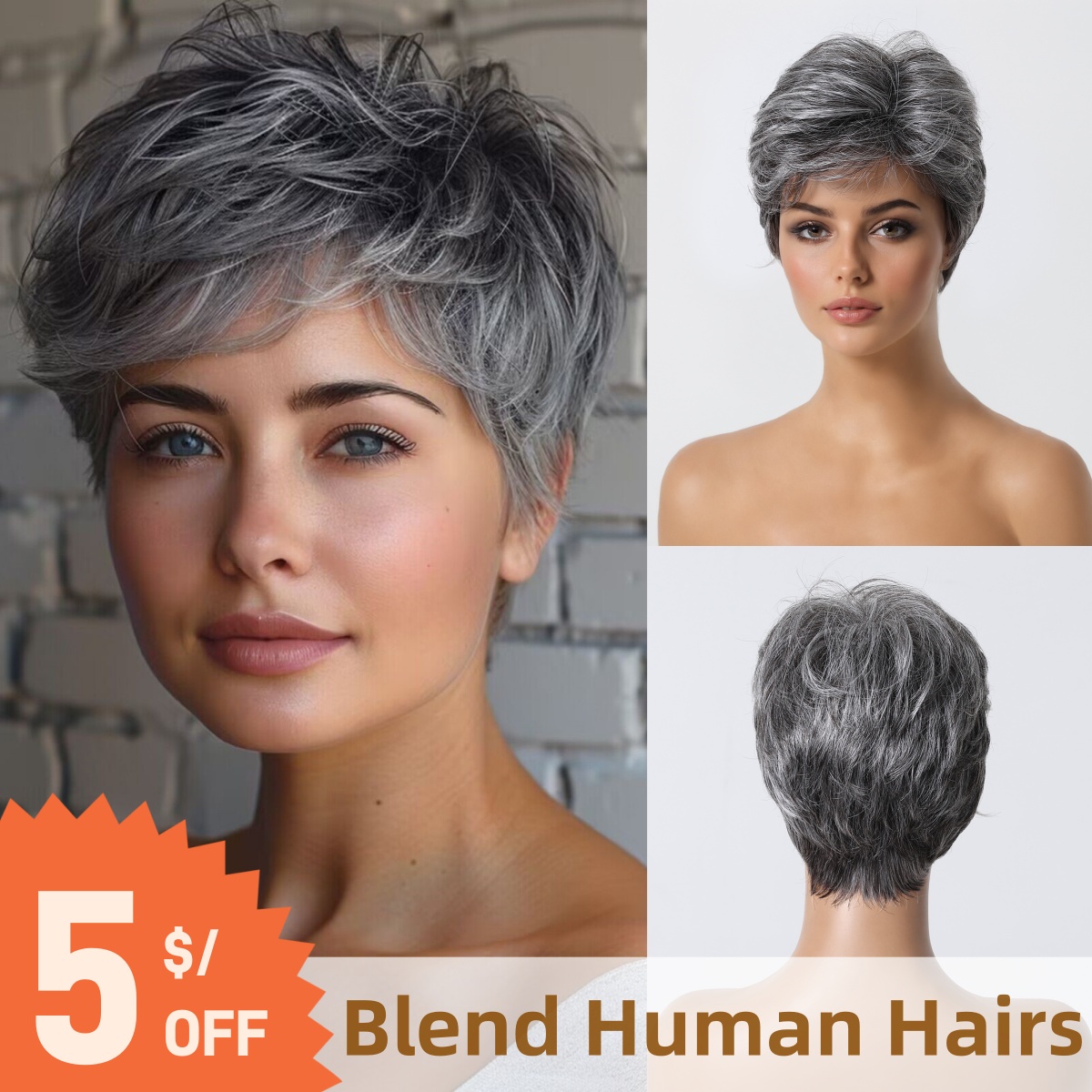 Wig rambut manusia abu-abu Pix - Short Pixie Cut Wig Human Hair Cheap ulasan dan harga