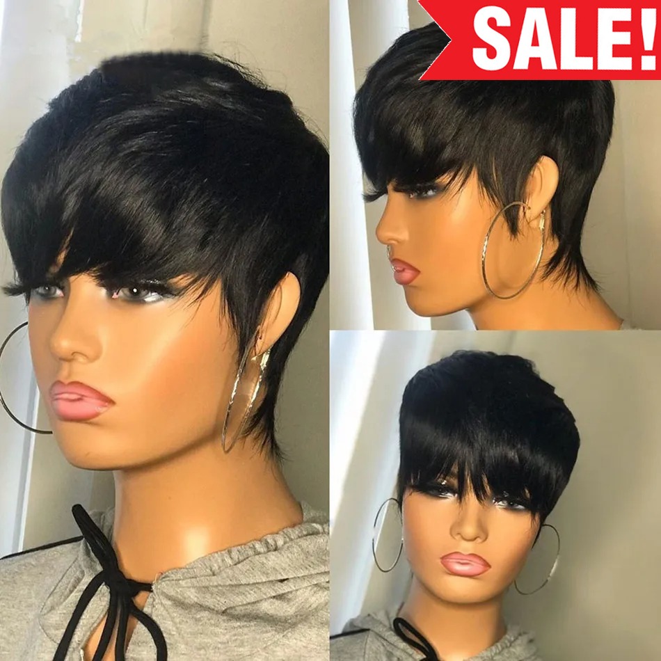 Wig Rambut Manusia Pendek Poto - Short Pixie Cut Wig Human Hair Cheap ulasan dan harga