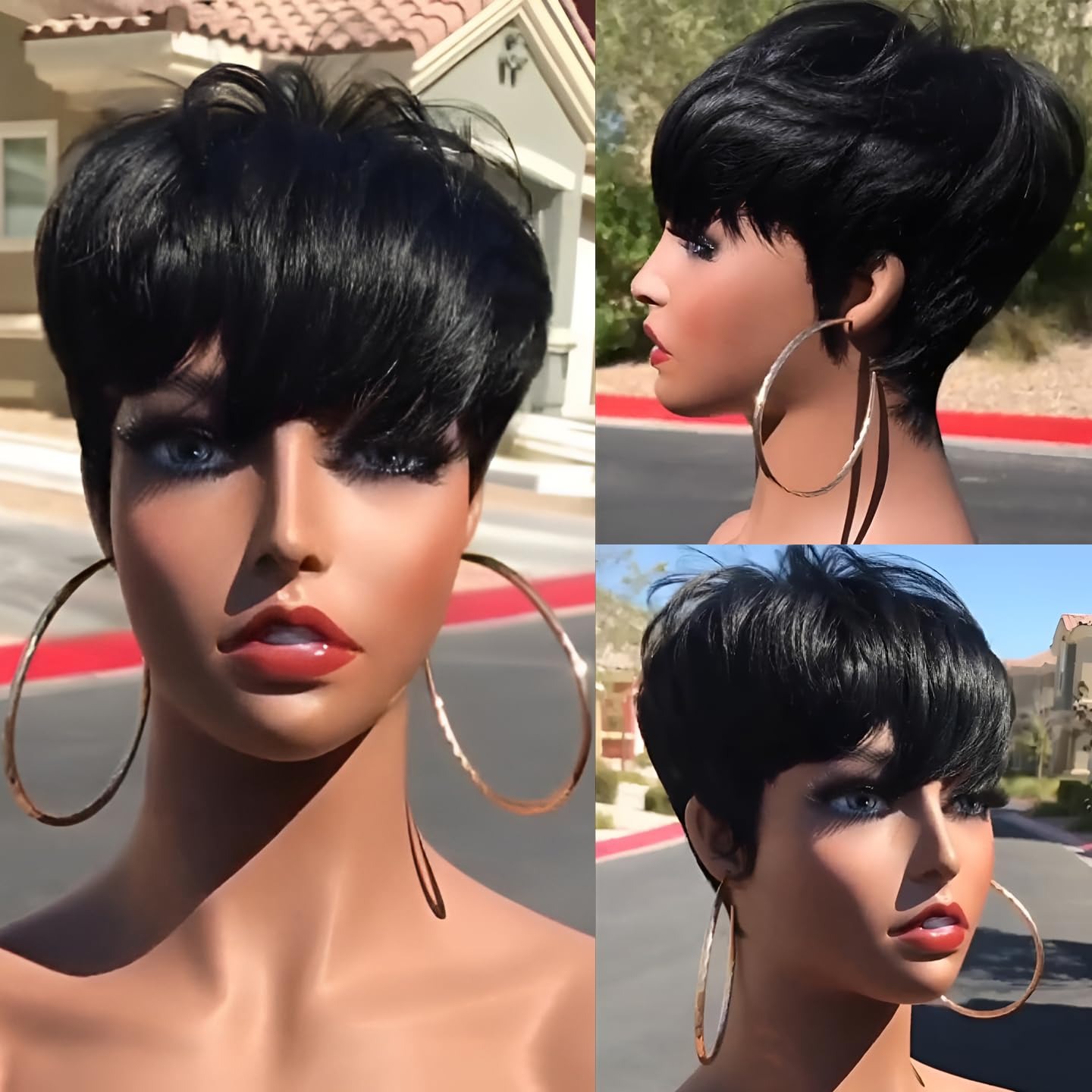 Wig Rambut Manusia Pendek Poto - Short Pixie Cut Wig Human Hair Cheap ulasan dan harga