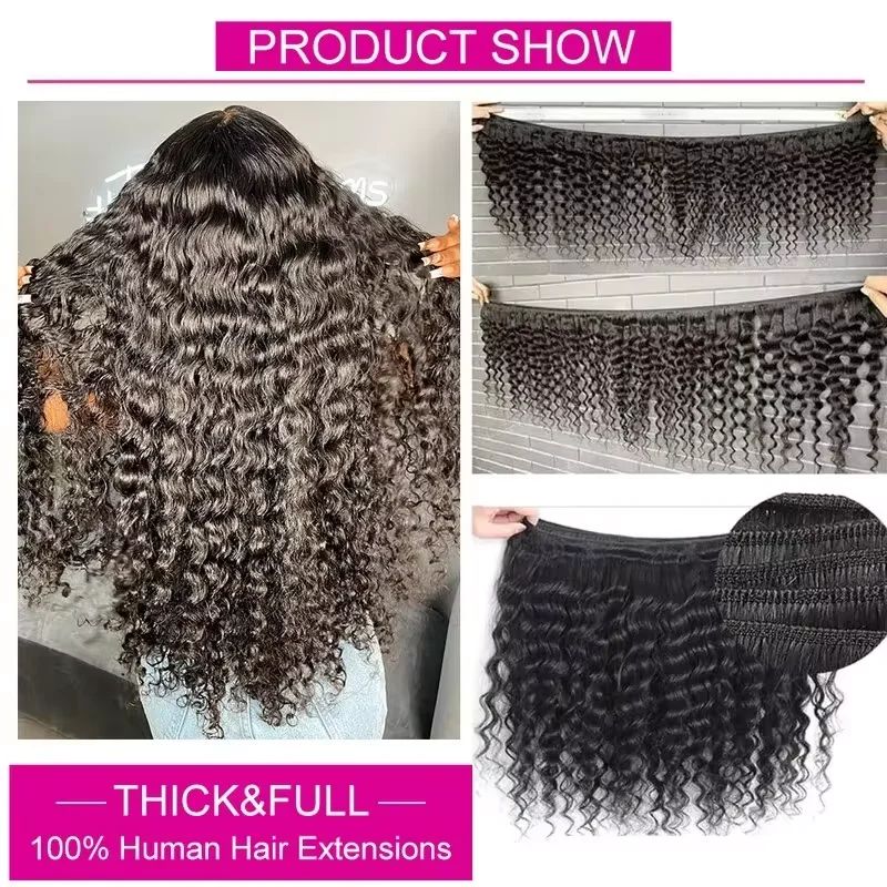 Rambut Manusia Bundel dengan C - Deep Wave 3 Bundles With Closure ulasan dan harga