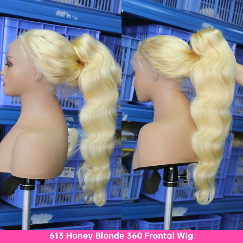Wig Rambut Manusia Warna Piran - 613 Blonde Body Wave Lace Front Wig ulasan dan harga
