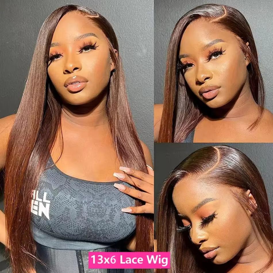 Wig Rambut Manusia Lurus Warna - Hd Lace Frontal Wig Human Hair Pre Plucked ulasan dan harga