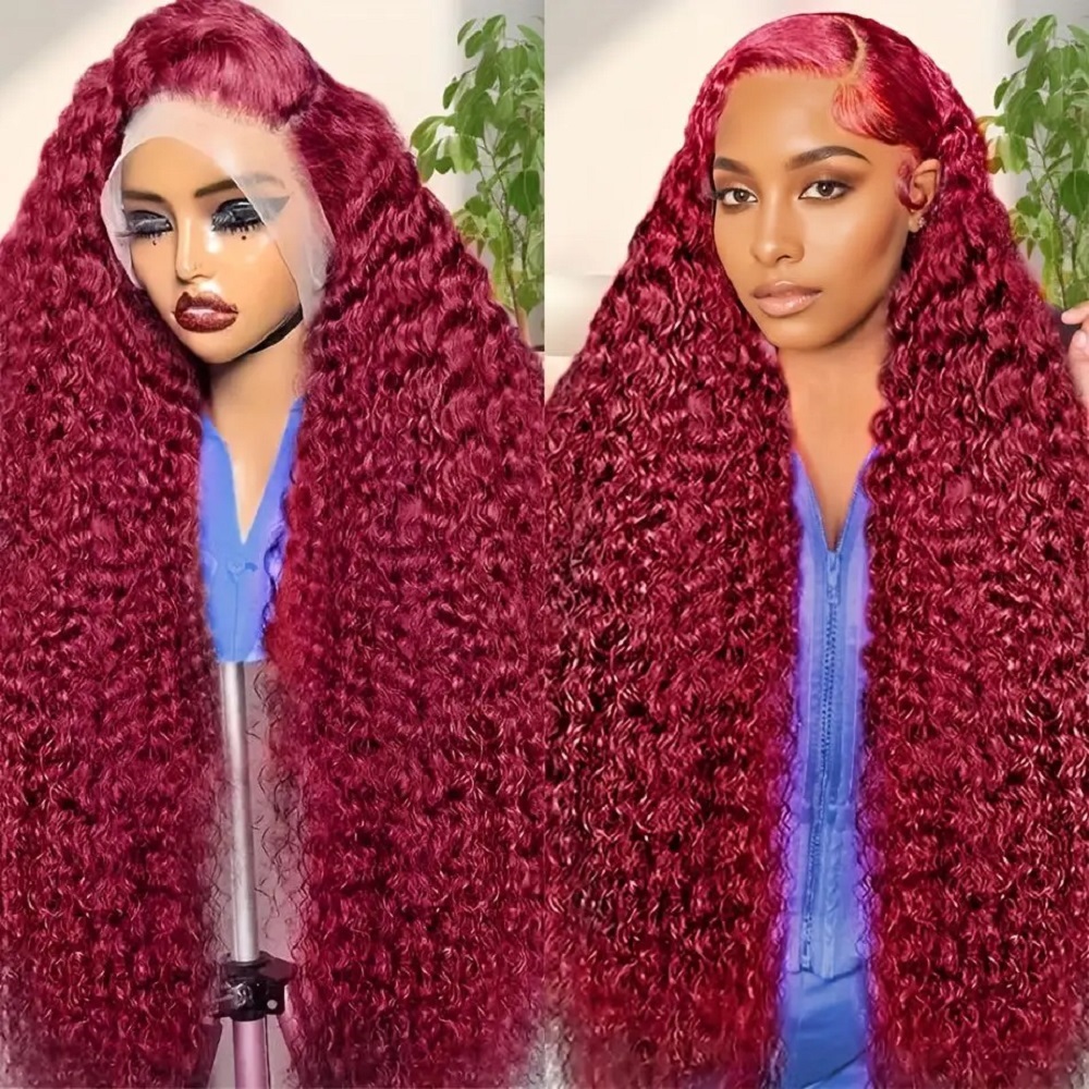 Wig Rambut Manusia Burgundy De - Human Hair Wigs ulasan dan harga