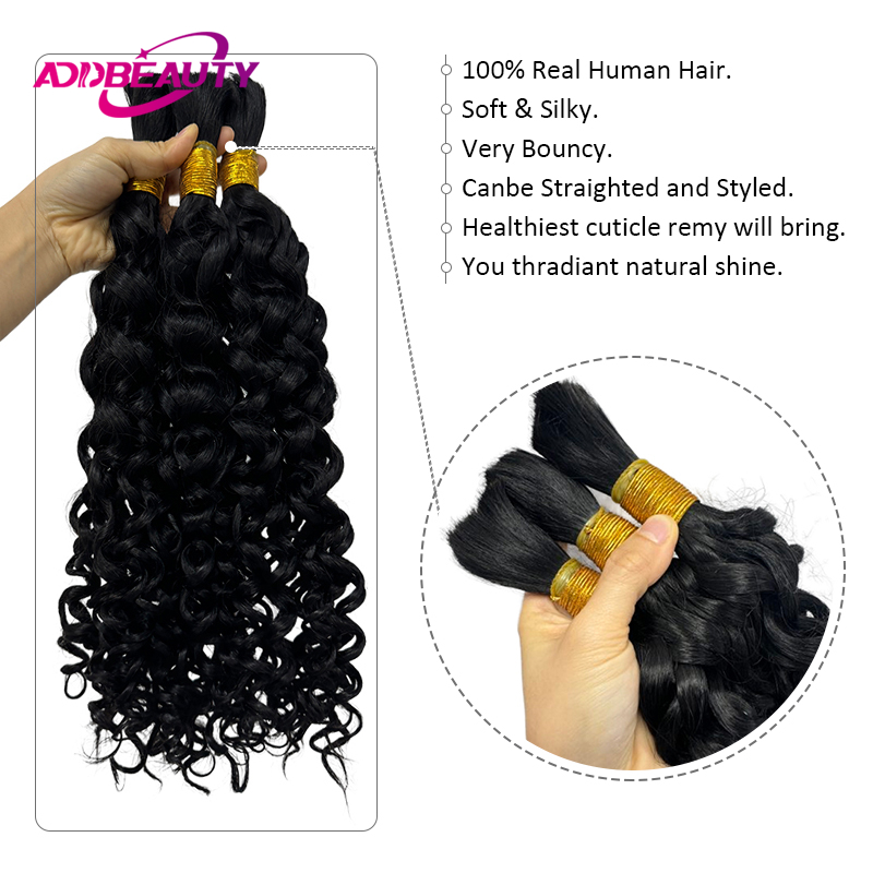 Rambut Manusia Keriting untuk  - Water Wave Bulk Human Hair For Braiding ulasan dan harga