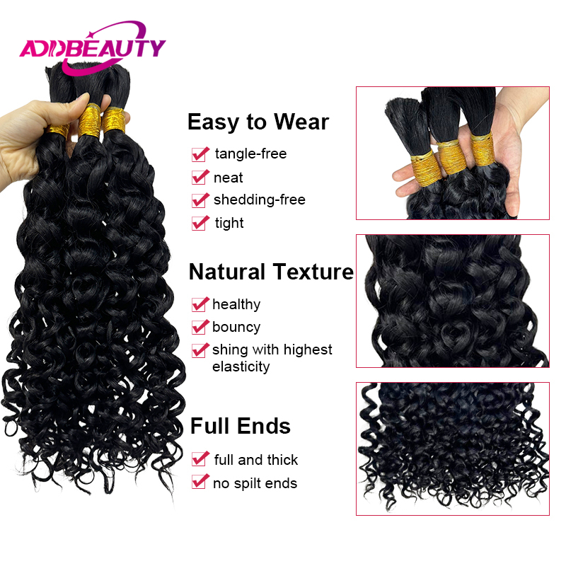 Rambut Manusia Keriting untuk  - Water Wave Bulk Human Hair For Braiding ulasan dan harga