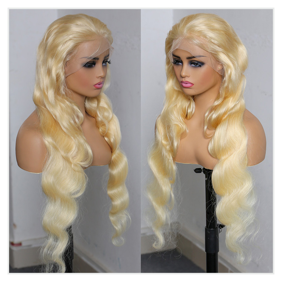Wig Rambut Asli Honey Blonde 6 - 613 Blonde Body Wave Lace Front Wig ulasan dan harga