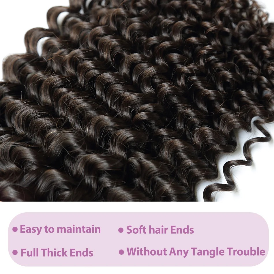 Rambut Pixie Curl dengan Closu - Deep Wave 3 Bundles With Closure ulasan dan harga