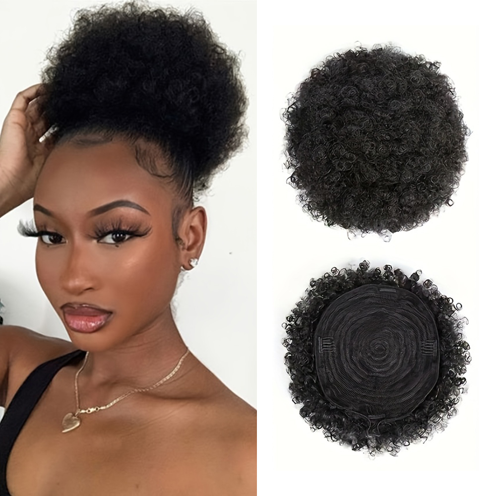 Afro Kinky Puffs 100% Rambut A - Drawstring Afro Curly Puff Ponytail ulasan dan harga
