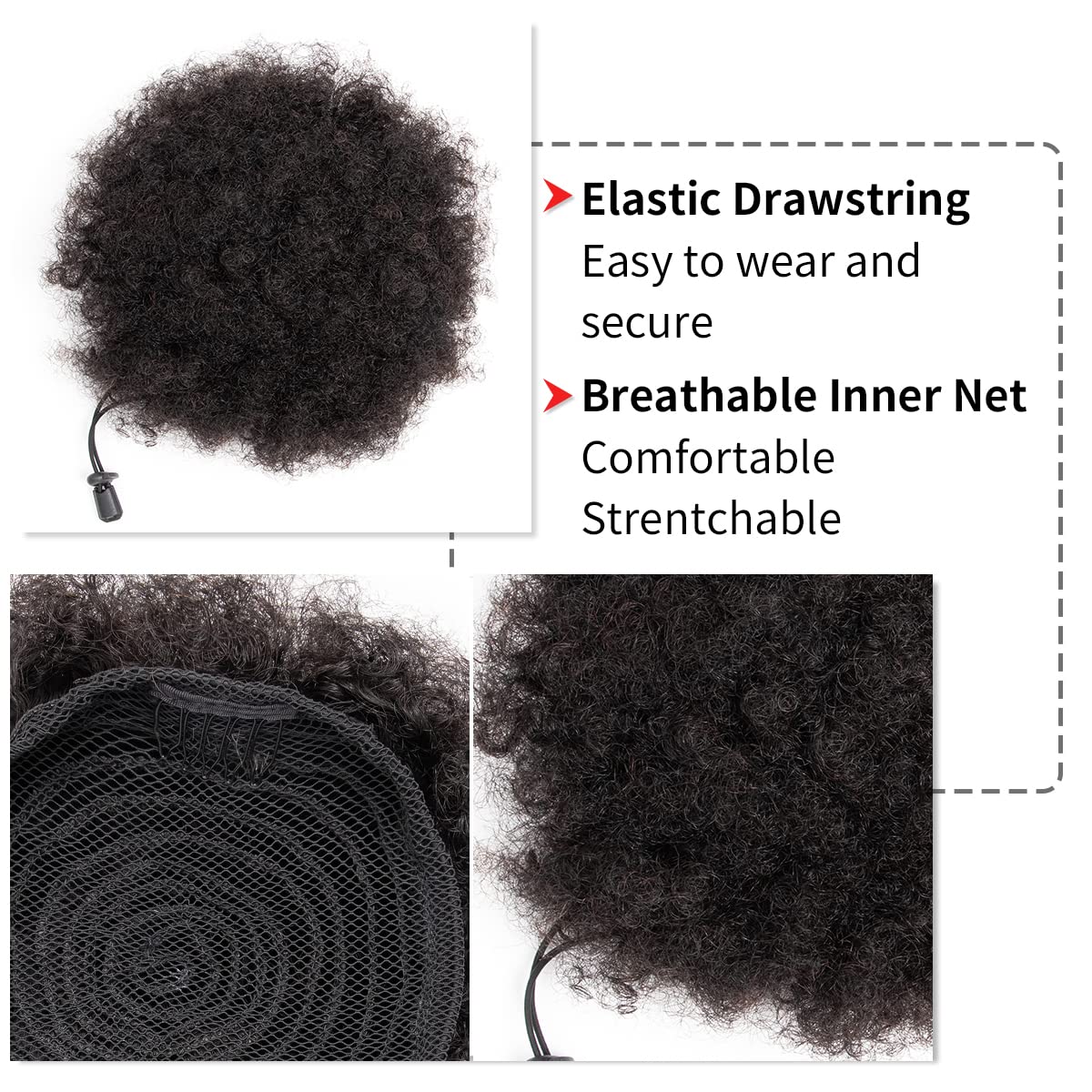 Afro Kinky Puffs 100% Rambut A - Drawstring Afro Curly Puff Ponytail ulasan dan harga