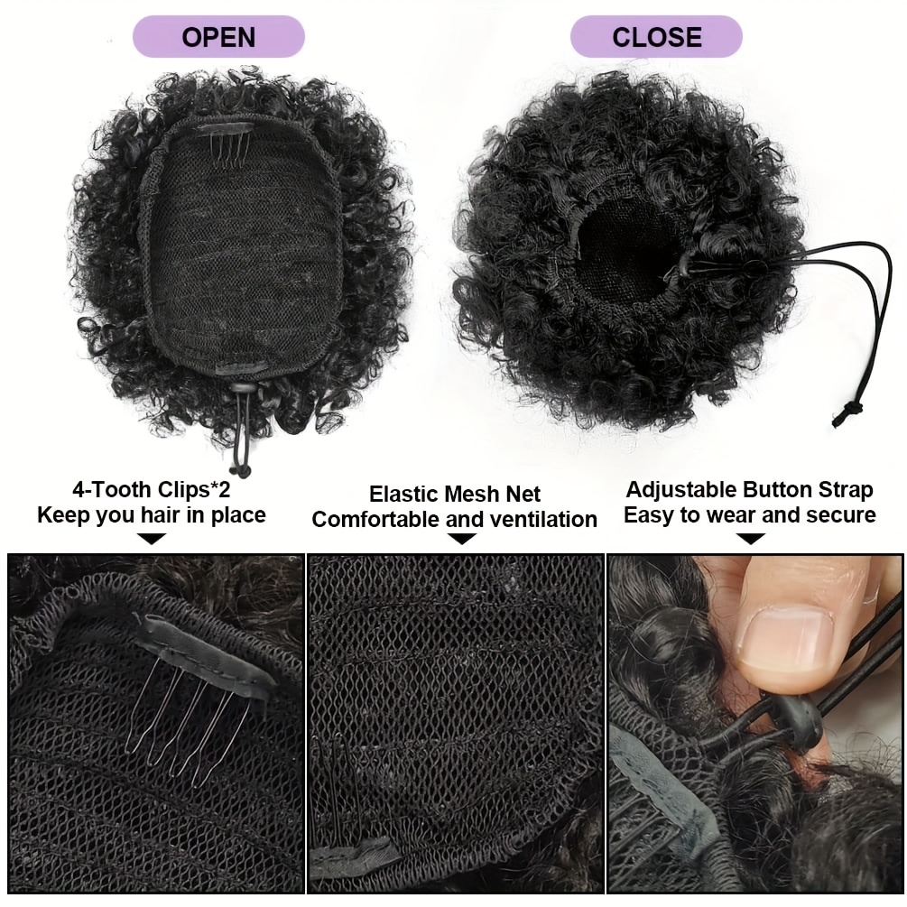 Afro Kinky Puffs 100% Rambut A - Drawstring Afro Curly Puff Ponytail ulasan dan harga